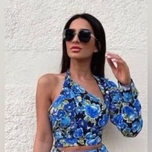 Zara Asymmetrical one shoulder blouse